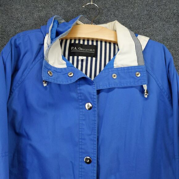 Vintage PA Originals Mens Hooded Jacket Coat Size M Blue White Snaps Front - Picture 6 of 13
